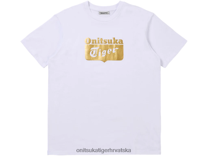 pravo bijelo/bogato zlato 8XPTRV482 Onitsuka Tiger odjeća majica s logotipom uniseks - Slika 3