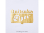 pravo bijelo/bogato zlato 8XPTRV482 Onitsuka Tiger odjeća majica s logotipom uniseks - Slika 5