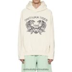 bijela 8XPTRV398 Onitsuka Tiger odjeća majica s kapuljačom uniseks