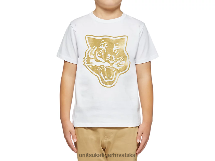 bijelo zlato 8XPTRV659 Onitsuka Tiger odjeća grafički logotip t djeca - Slika 1