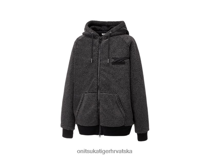 crno 8XPTRV466 Onitsuka Tiger odjeća majica s kapuljačom na patentni zatvarač muškarci - Slika 3