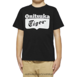 crno bijeli 8XPTRV661 Onitsuka Tiger odjeća majica s logotipom djeca
